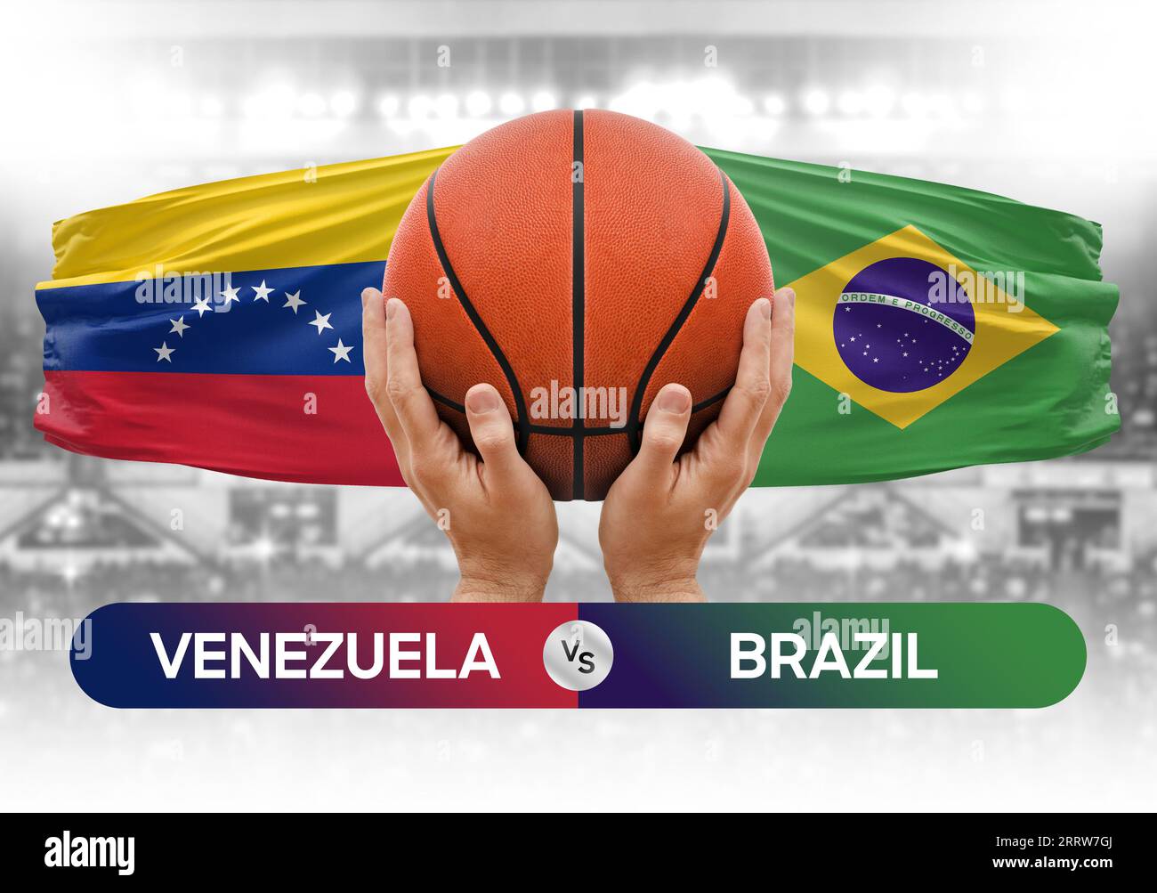 Venezuela vs Brazil national basketball teams basket ball match competition cup concept image Stock Photo