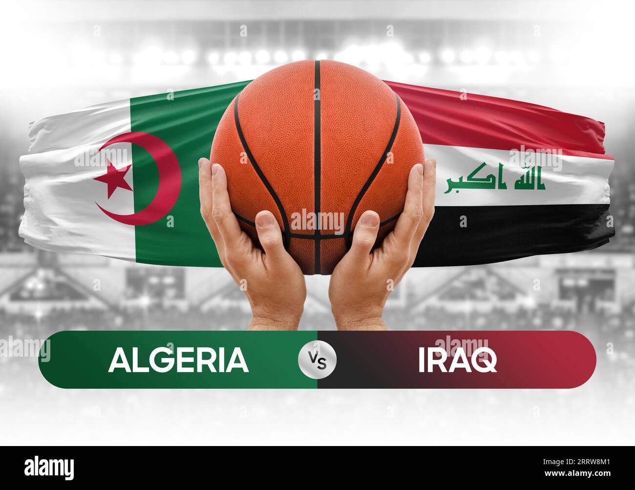Algeria vs Iraq national basketball teams basket ball match competition cup concept image Stock Photo