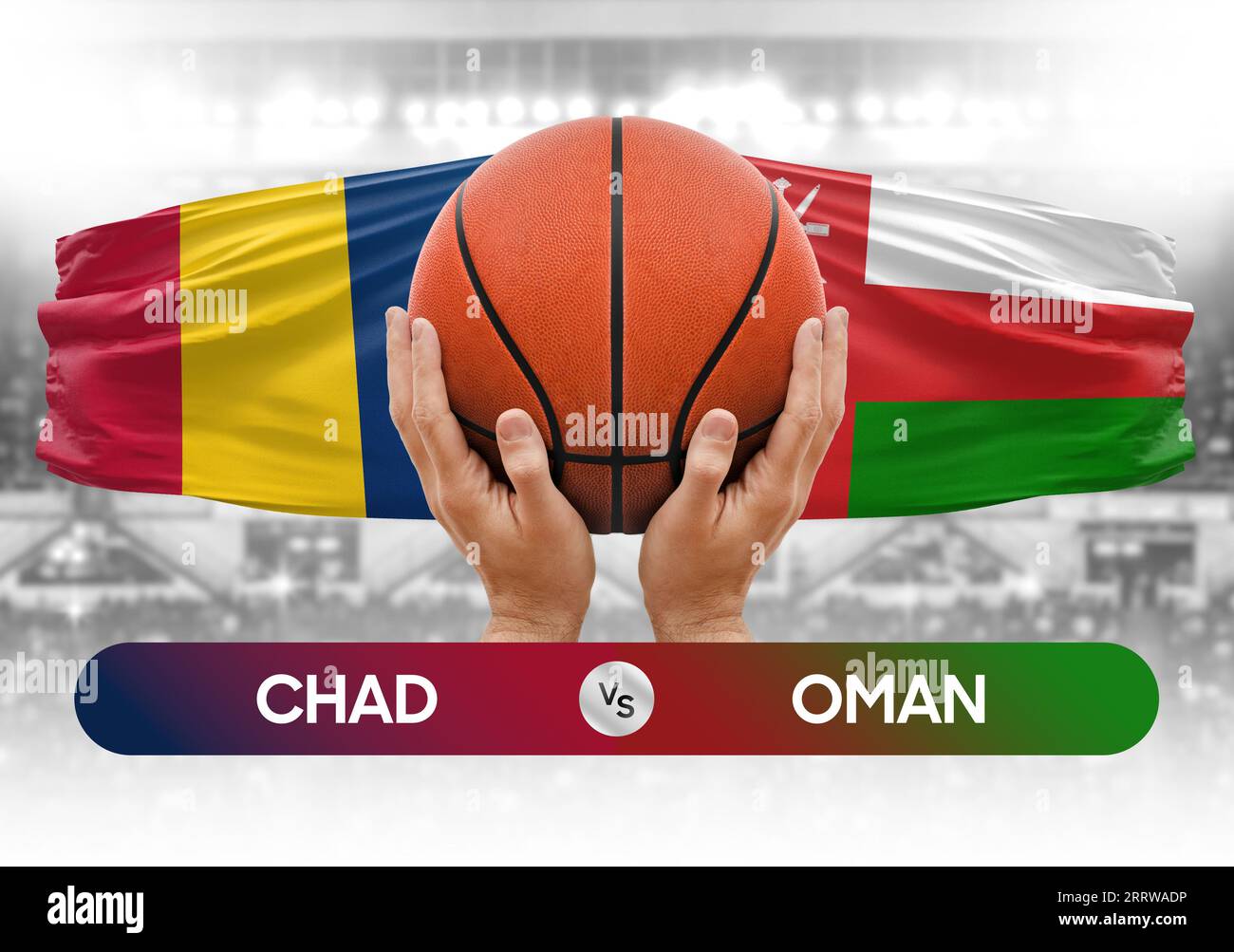 Chad vs Oman national basketball teams basket ball match competition cup concept image Stock Photo