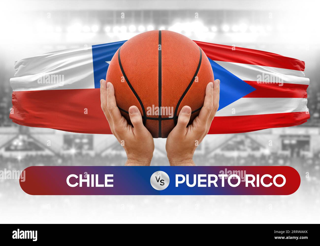 Chile vs Puerto Rico national basketball teams basket ball match competition cup concept image