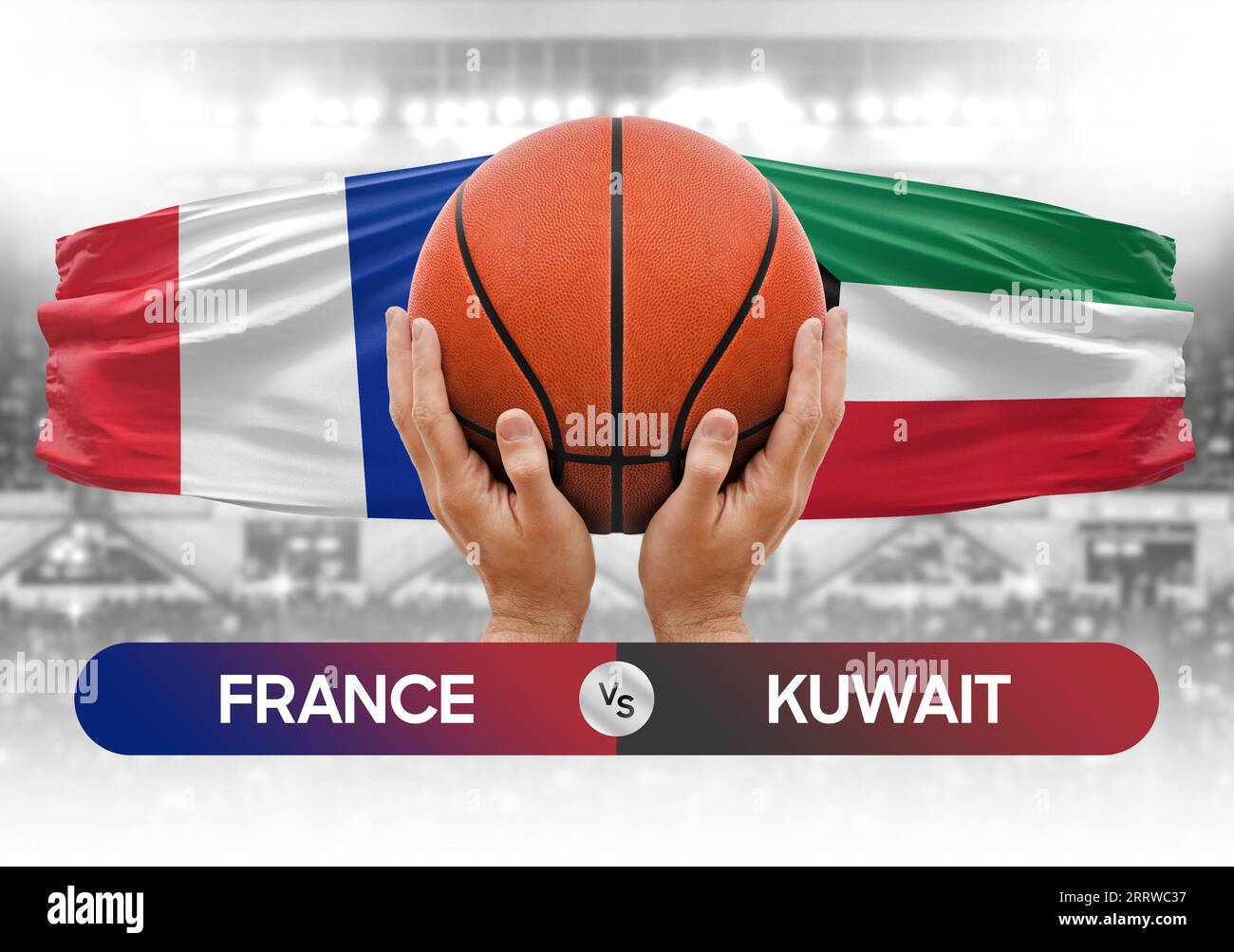 France vs Kuwait national basketball teams basket ball match competition cup concept image Stock
