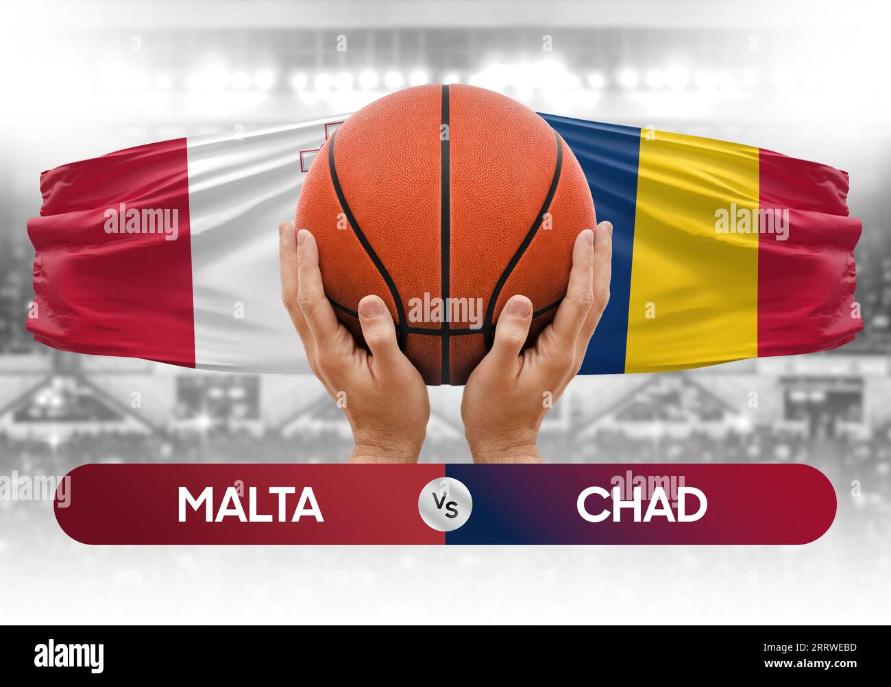 Malta vs Chad national basketball teams basket ball match competition cup concept image Stock