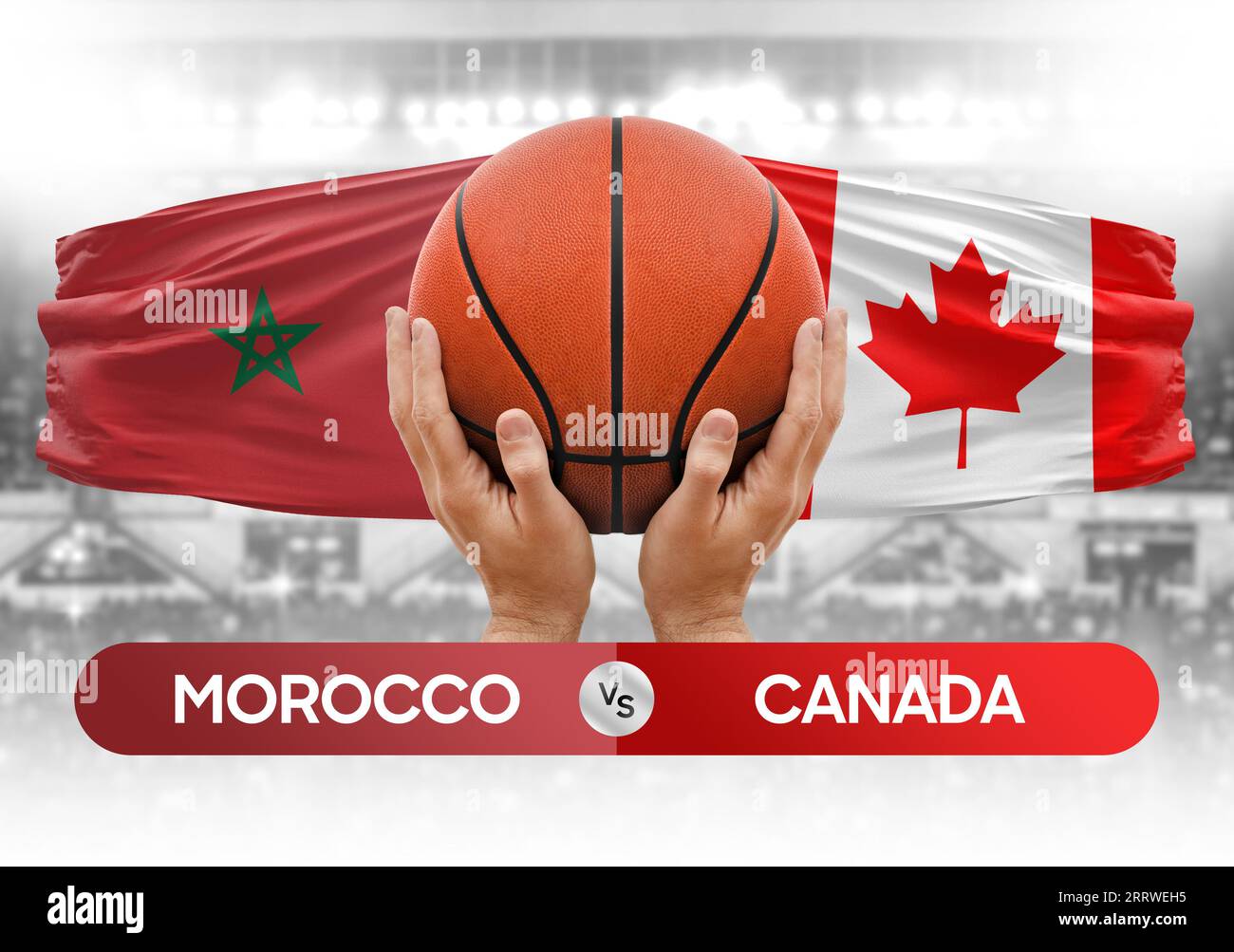 Morocco vs Canada national basketball teams basket ball match competition cup concept image Stock Photo