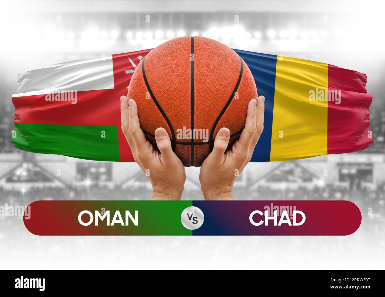 Oman vs Chad national basketball teams basket ball match competition cup concept image Stock Photo