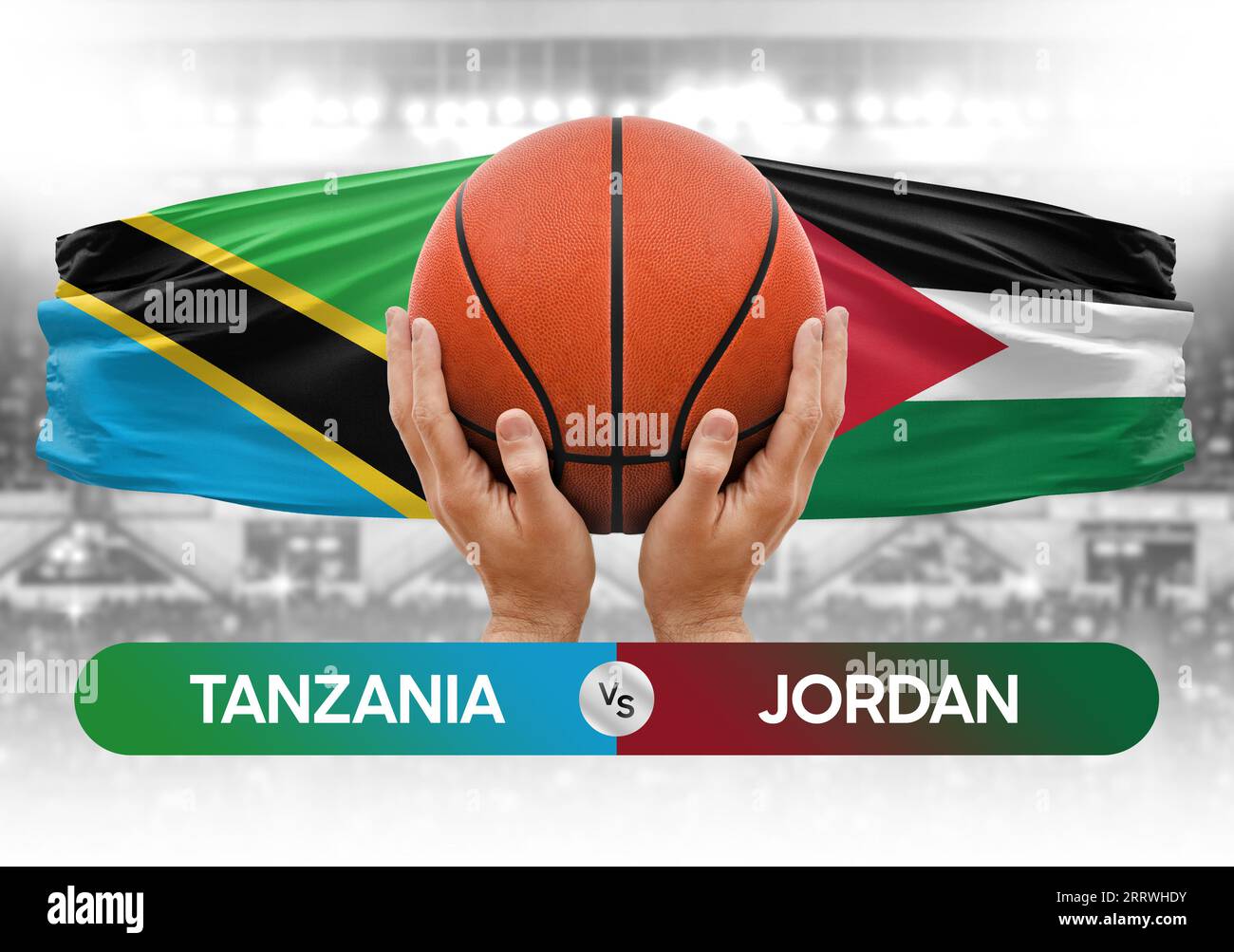 Tanzania vs Jordan national basketball teams basket ball match competition cup concept image Stock Photo