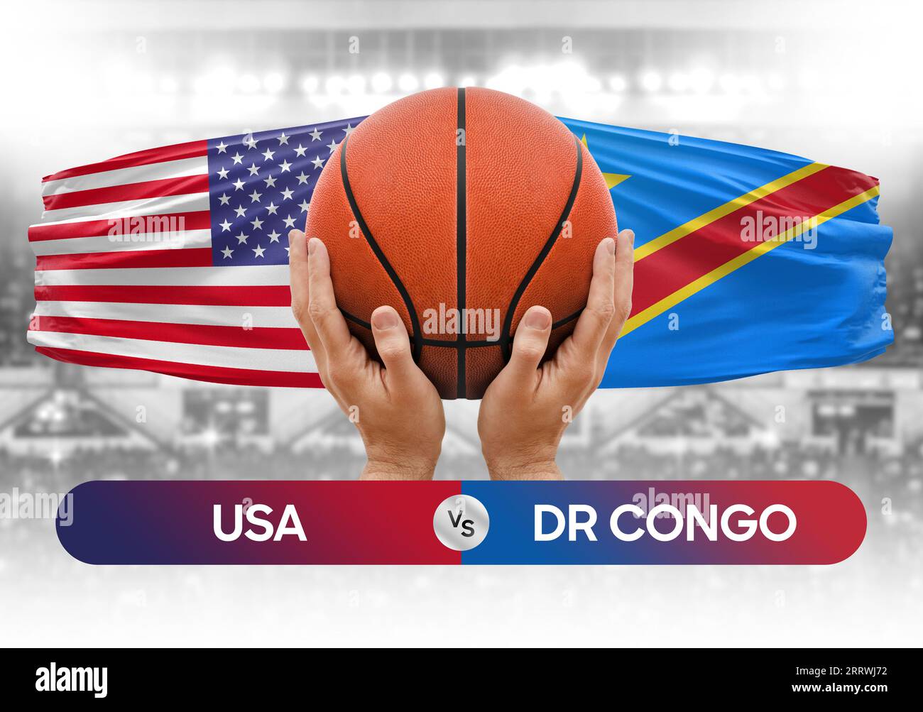 USA vs Dr Congo national basketball teams basket ball match competition cup concept image Stock Photo