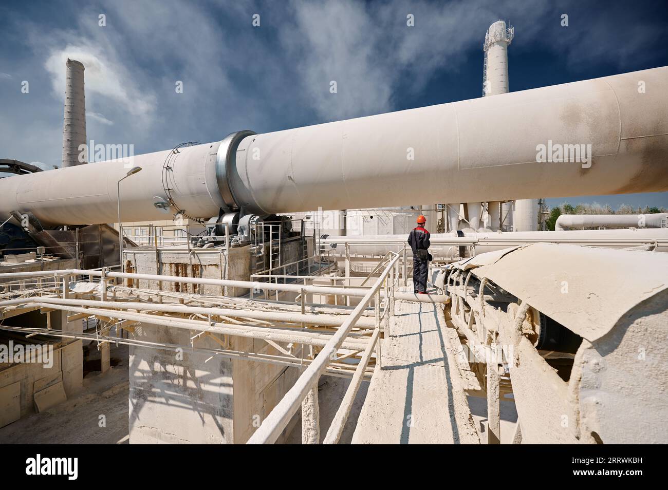 Tubular rotary furnace at plant of limestone production Stock Photo Alamy