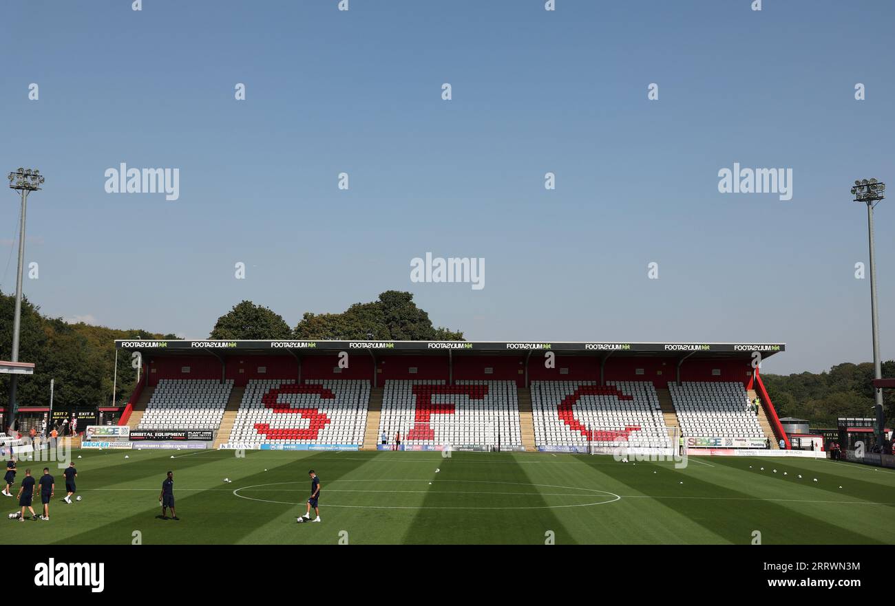 A interior general view of the stadium before the Sky Bet League One match at the Lamex Stadium, Stevenage. Picture date: Saturday September 9, 2023. Stock Photo