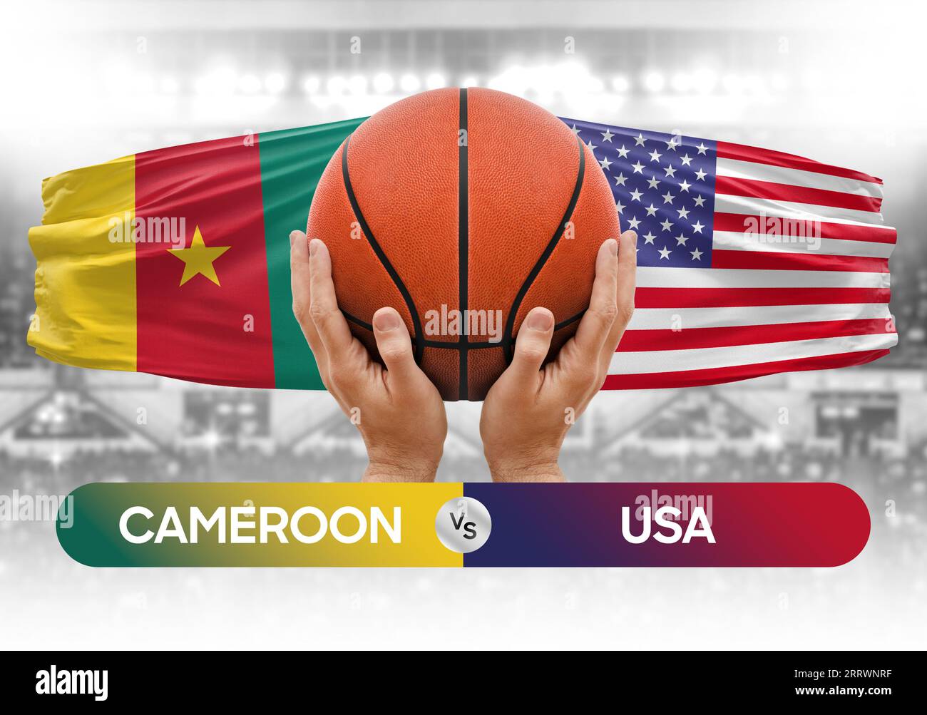 Cameroon Vs USA National Basketball Teams Basket Ball Match Competition Cameroon Vs Usa National Basketball Teams Basket Ball Match Competition Cup Concept Image 2RRWNRF