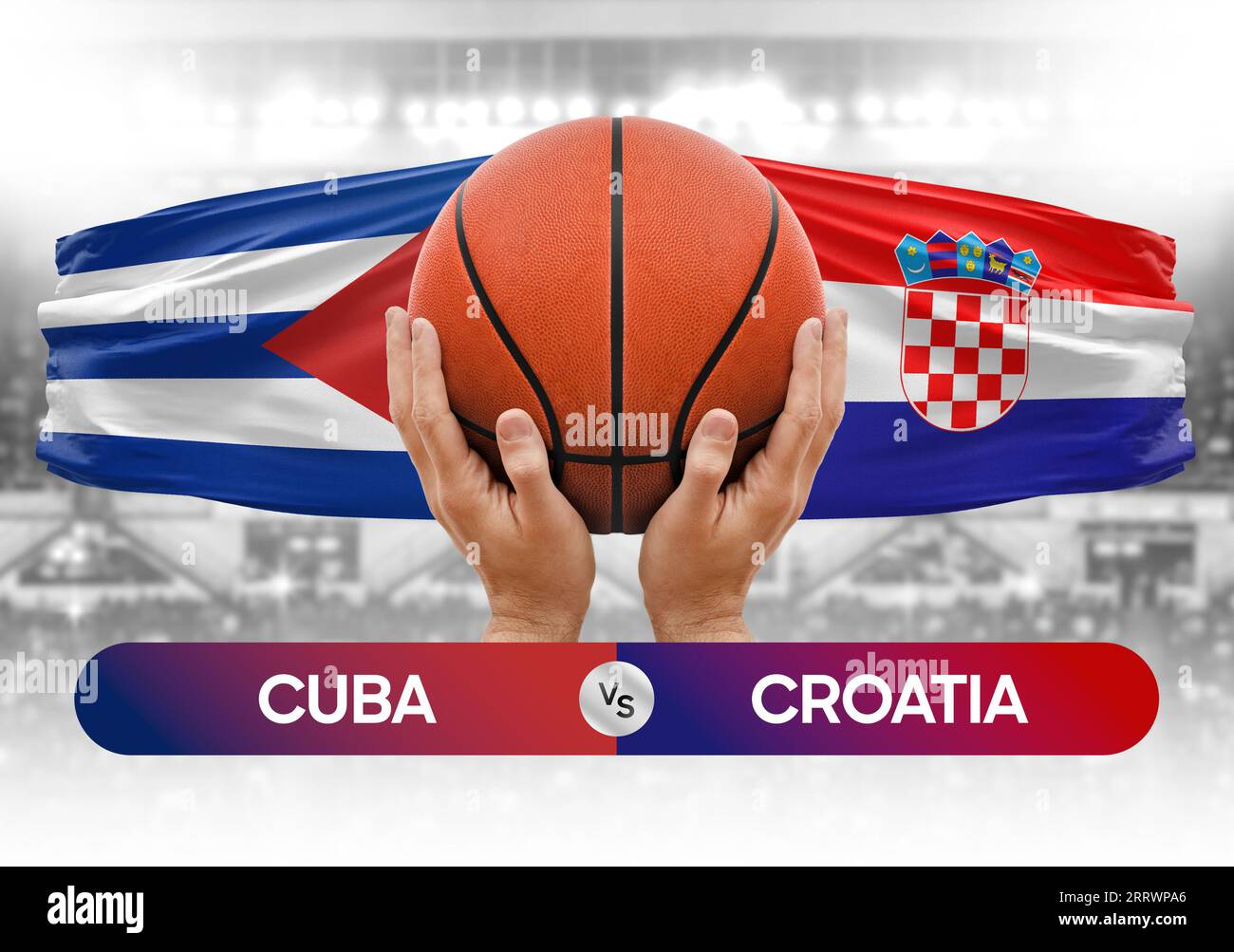 Cuba vs Croatia national basketball teams basket ball match competition cup concept image Stock Photo