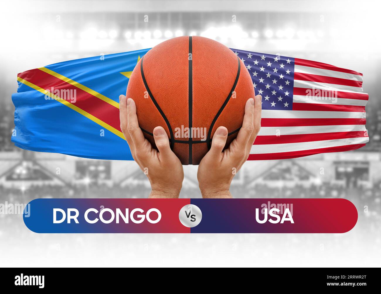 Dr Congo vs USA national basketball teams basket ball match competition cup concept image Stock Photo