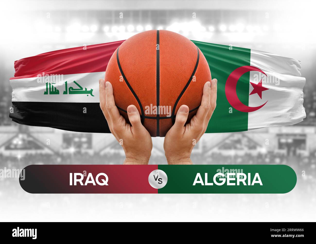Iraq vs Algeria national basketball teams basket ball match competition cup concept image Stock Photo