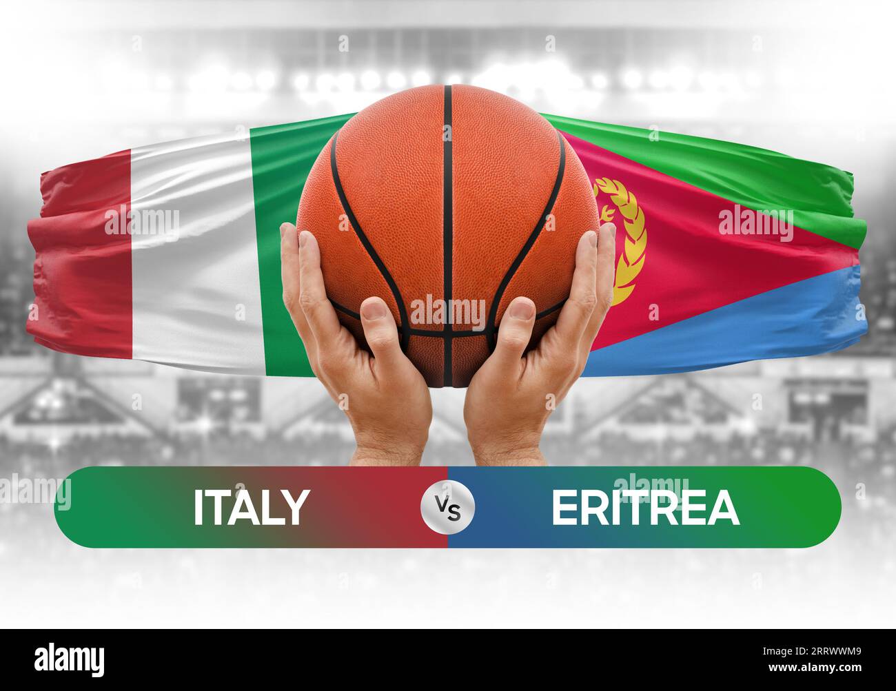 Italy vs Eritrea national basketball teams basket ball match competition cup concept image Stock Photo