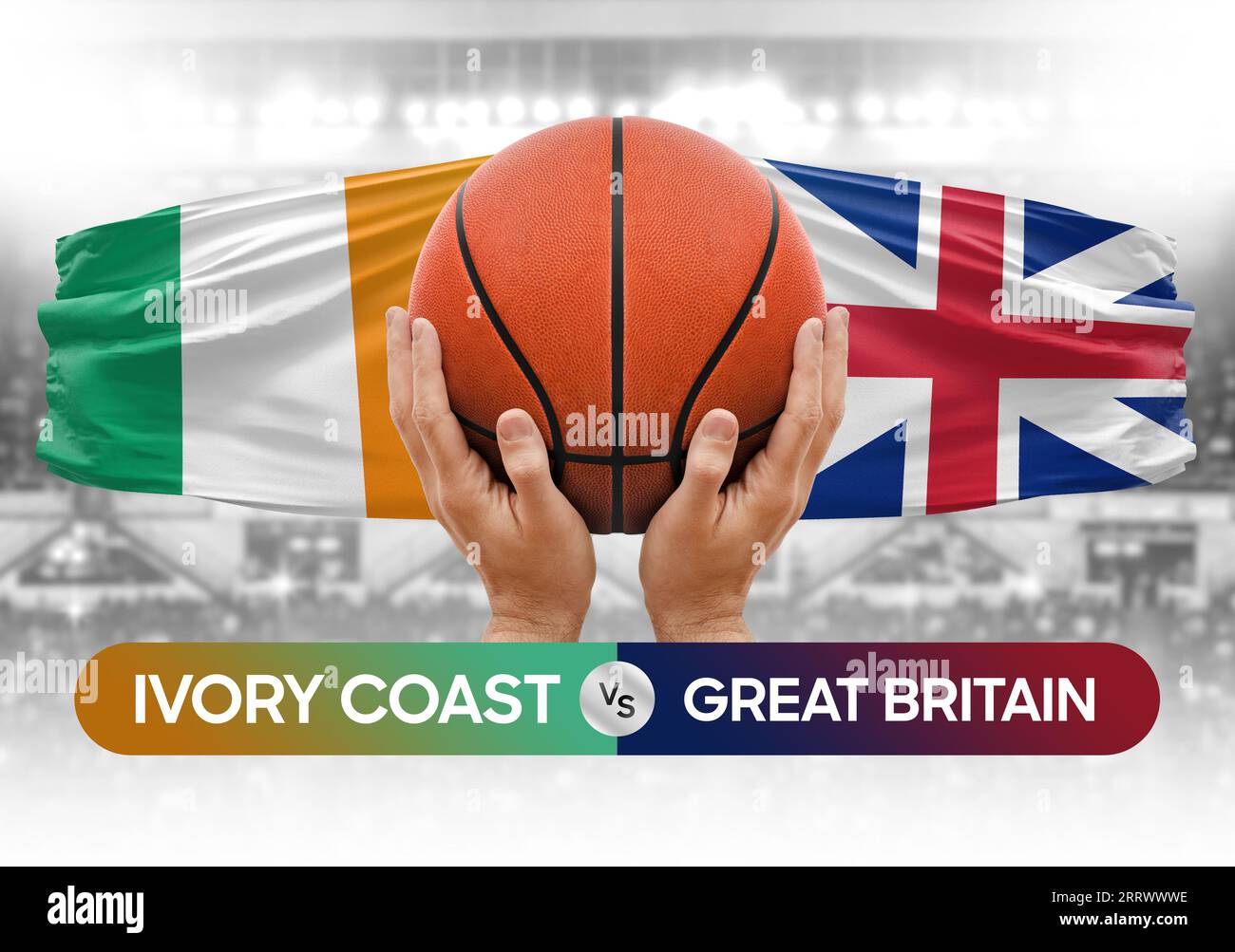 Ivory Coast vs Great Britain national basketball teams basket ball match competition cup concept