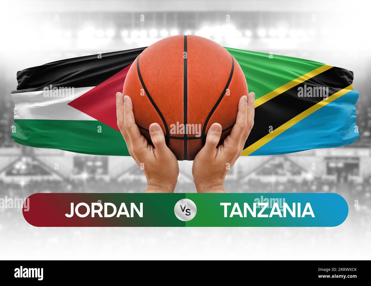 Jordan vs Tanzania national basketball teams basket ball match competition cup concept image Stock Photo