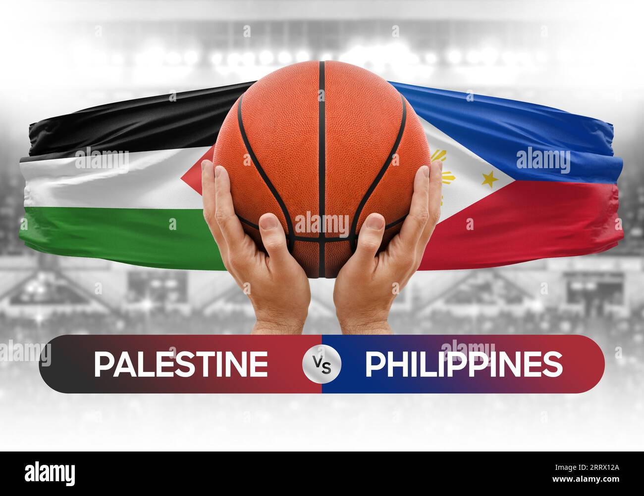 Palestine vs Philippines national basketball teams basket ball match competition cup concept image Stock Photo