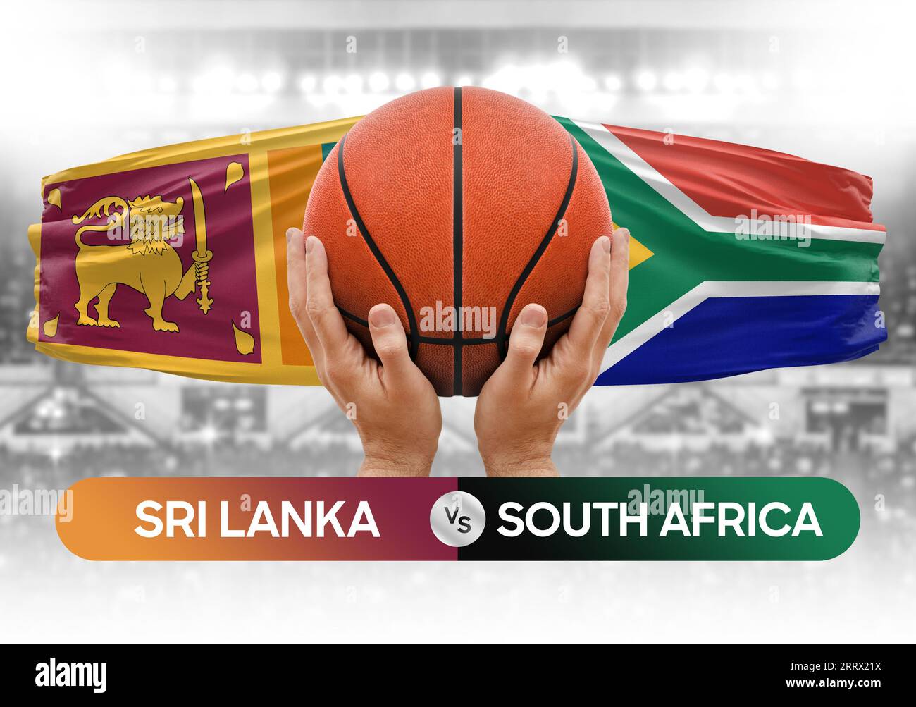 Sri Lanka vs South Africa national basketball teams basket ball match competition cup concept image Stock Photo