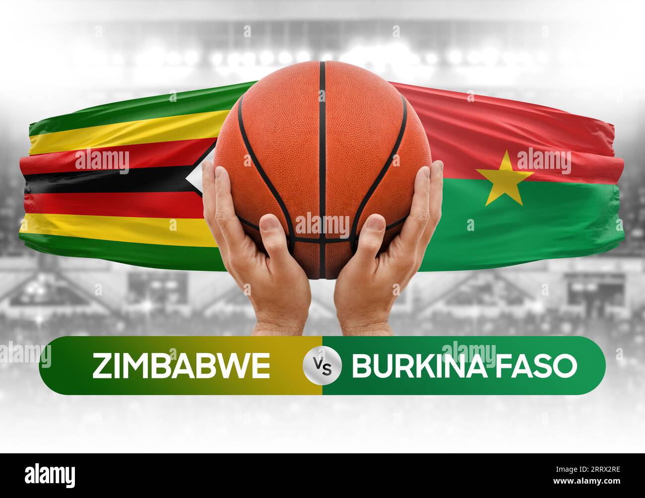 Zimbabwe vs Burkina Faso national basketball teams basket ball match competition cup concept image Stock Photo
