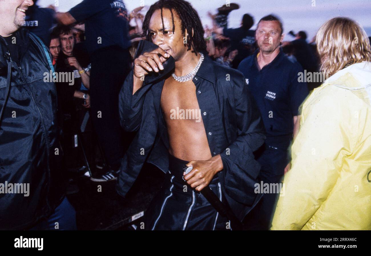 The Prodigy performing at T-In-The Park Festival in 1996 Stock Photo