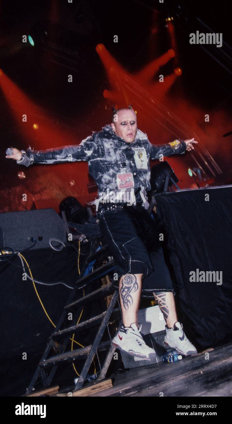 The Prodigy performing at T-In-The Park Festival in 1996 Stock Photo