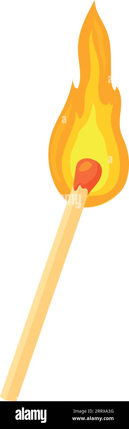 Match with fire flame. Burning hot light stick isolated on white ...