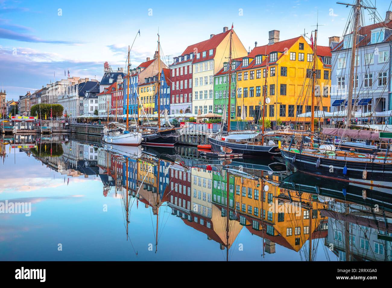 Nyhavn scenic harbor of Copenhagen colorful view, capital of Denmark Stock Photo