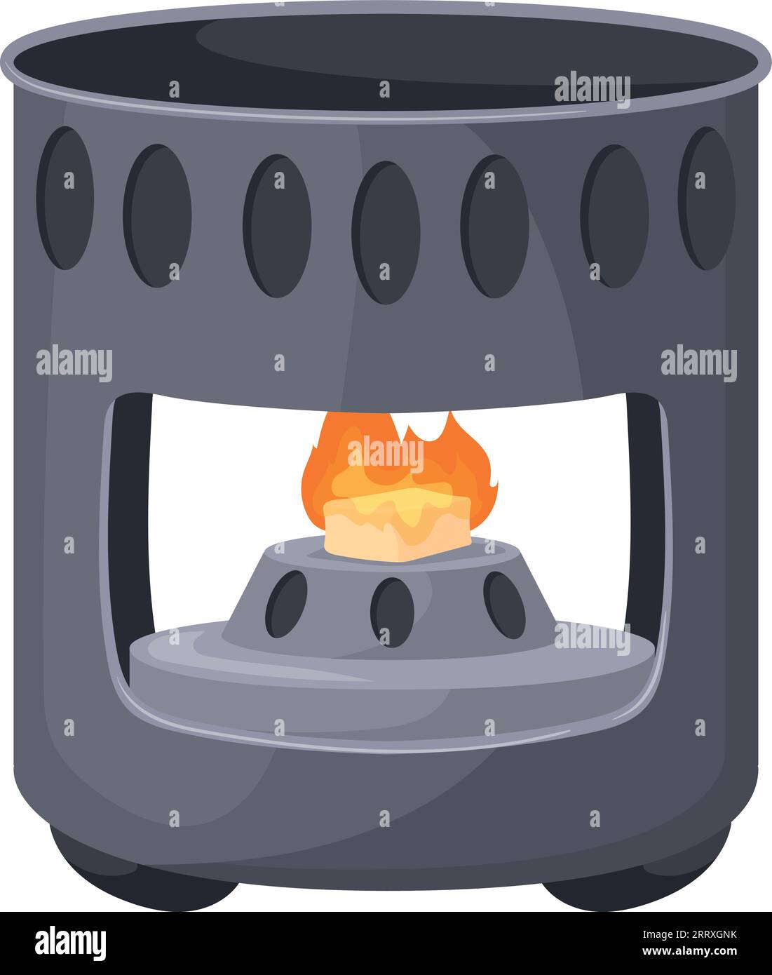 Gas camp burner. Travel stove for tourist cooking isolated on white background Stock Vector