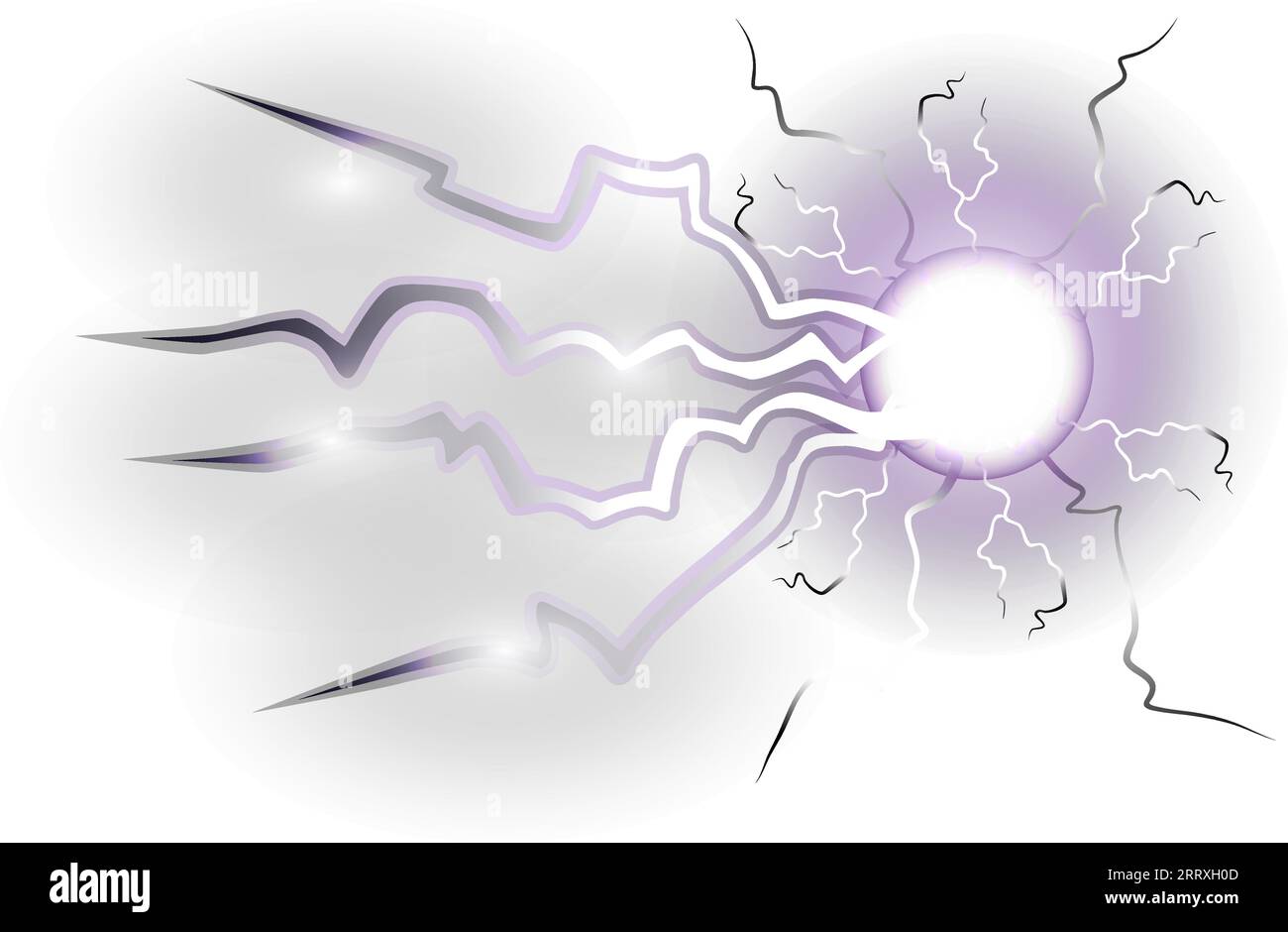 Electric blast game effect. Magic light energy isolated on white