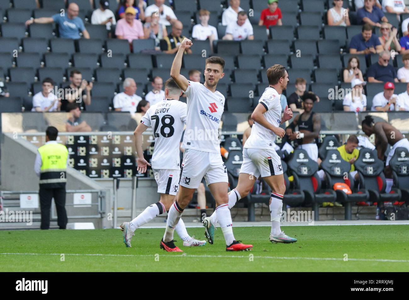 Milton Keynes, UK. 9th September 2023.Daniel Harvie celebrates after