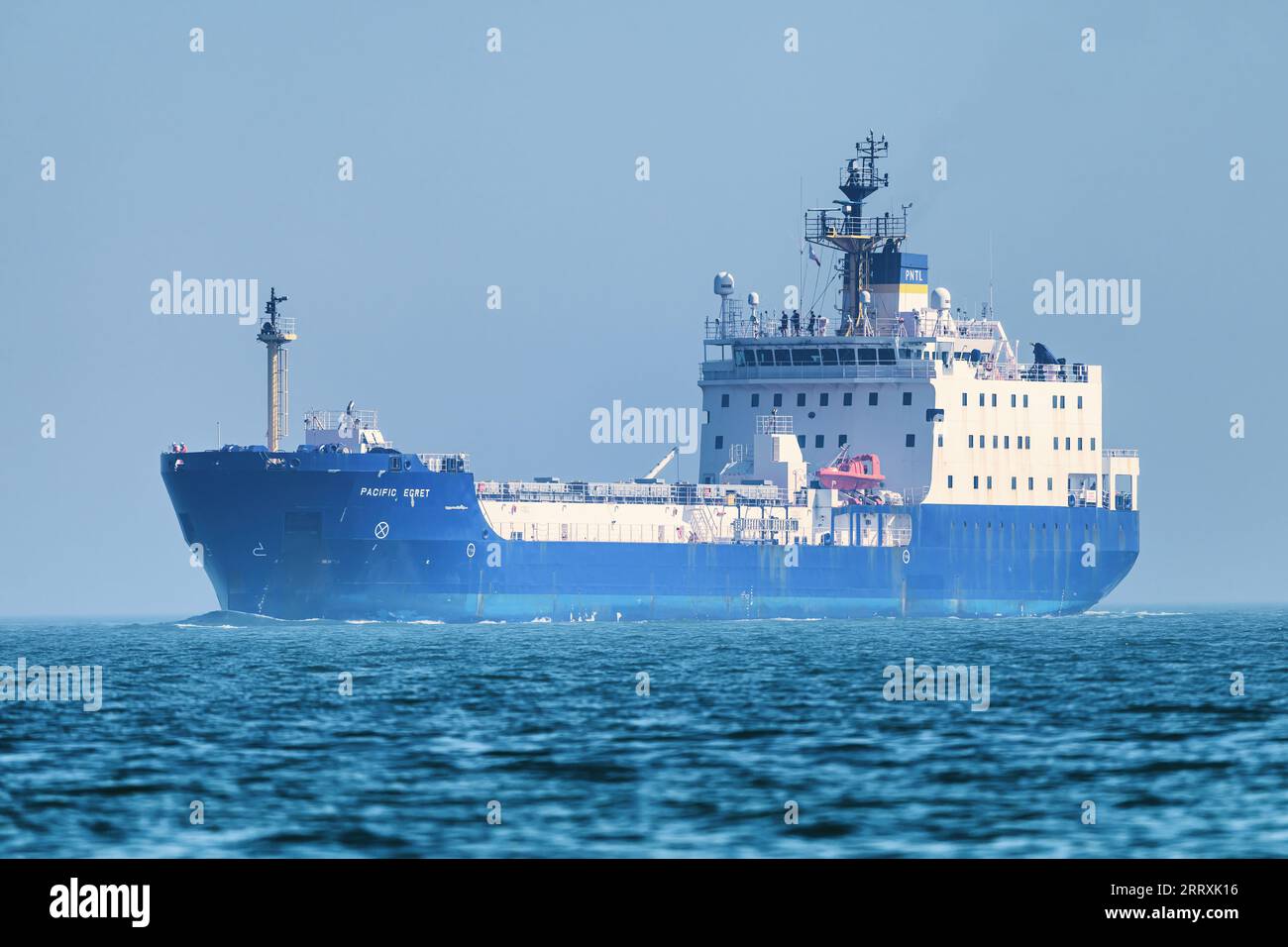 Pacific Egret is a specialist nuclear transport ship operated by Pacific Nuclear Transport Limited (PNTL). Stock Photo