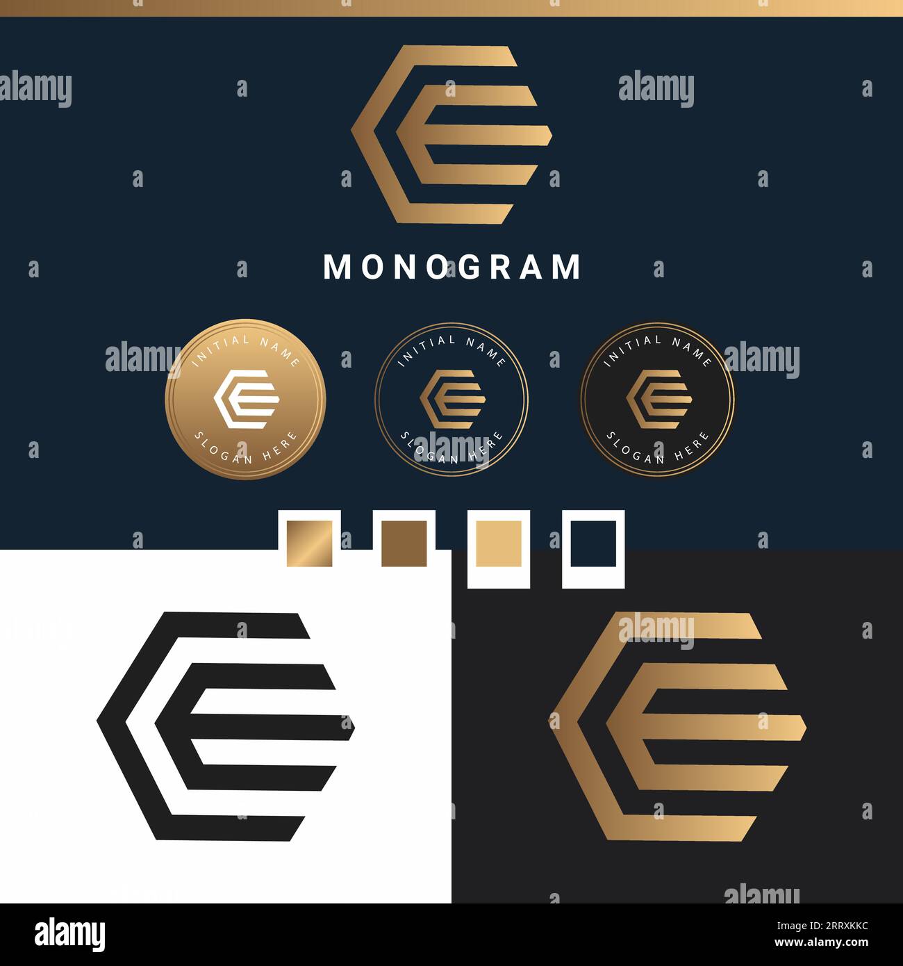 Luxury EC or CE Initial Monogram Text Letter Logo Design Stock Vector