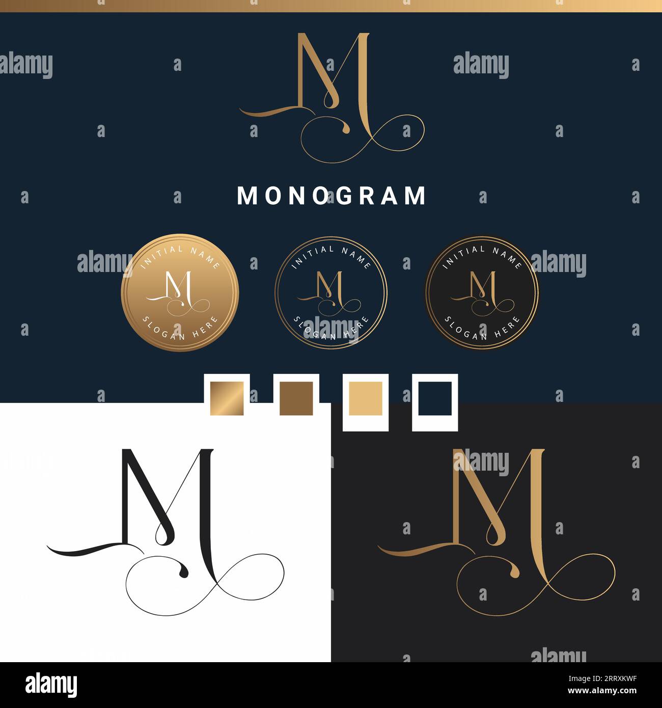 Luxury LM or ML Initial Monogram Text Letter Logo Design Stock Vector