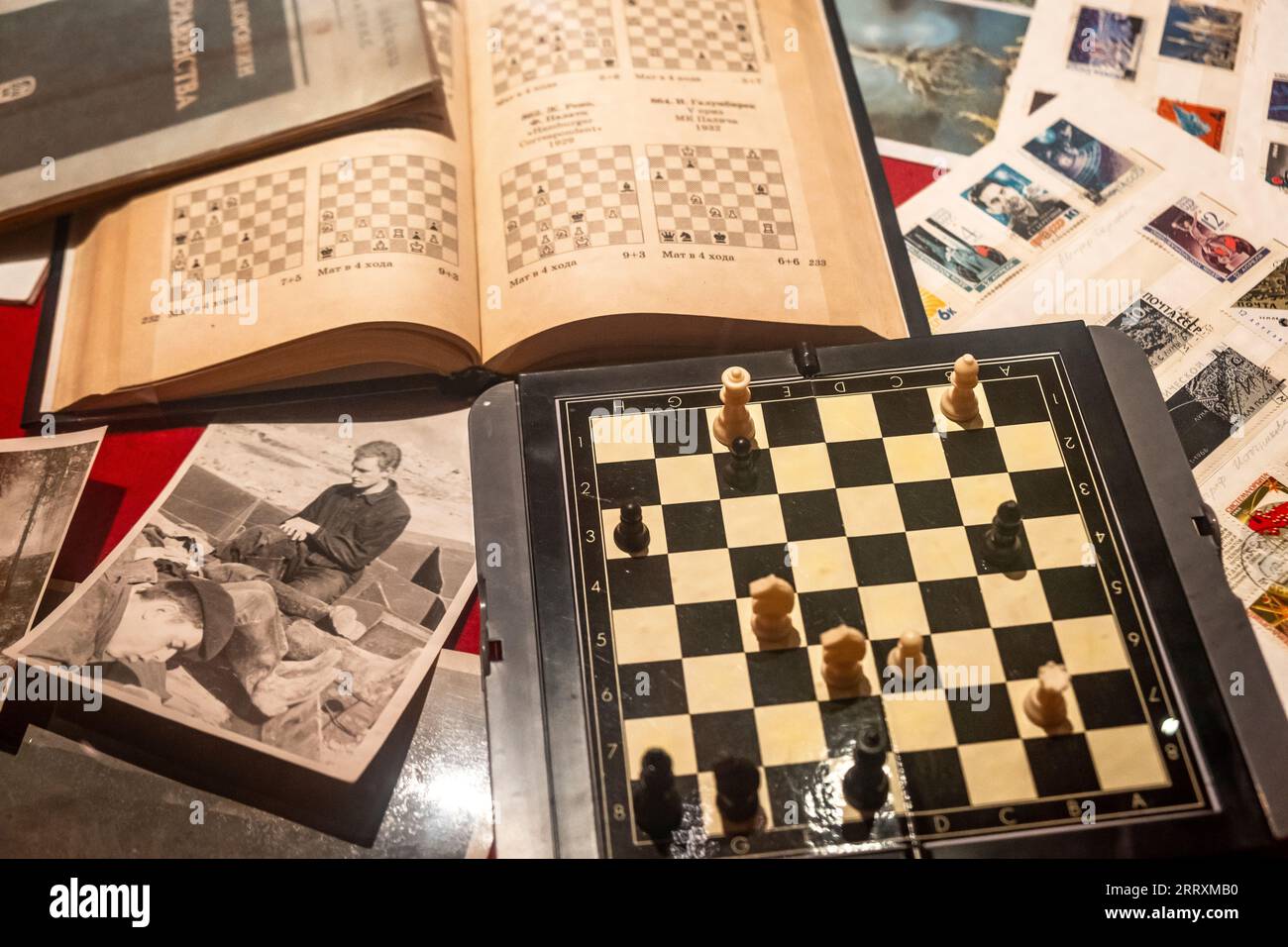 Exhibit on chess in Soviet Russia, at the Colección del Museo Ruso, Málaga, Spain Stock Photo