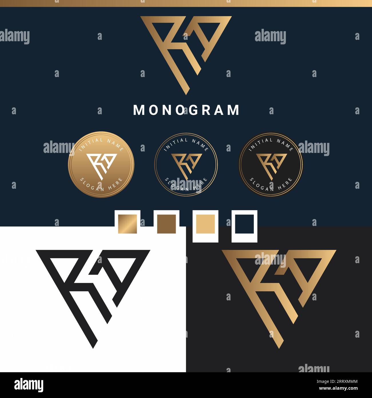 Luxury RA or AR Initial Monogram Text Letter Logo Design Stock Vector