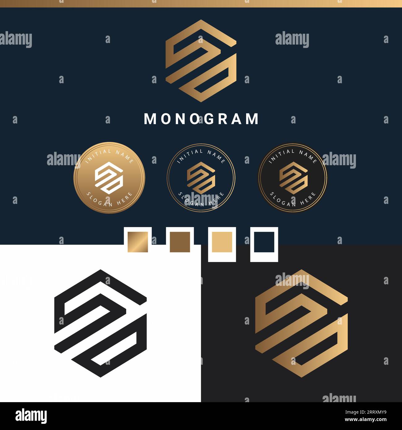 Luxury SD or DS Initial Monogram Text Letter Logo Design Stock Vector