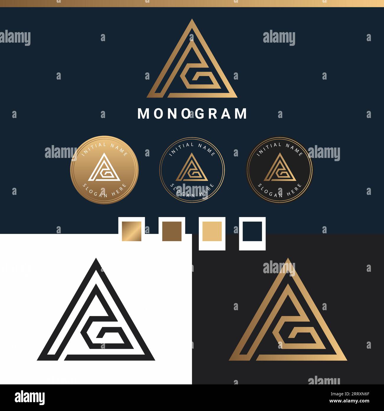 Luxury RA or AR Initial Monogram Text Letter Logo Design Stock Vector