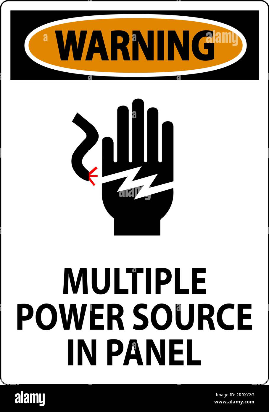 Warning Sign Multiple Power Source In Panel Stock Vector