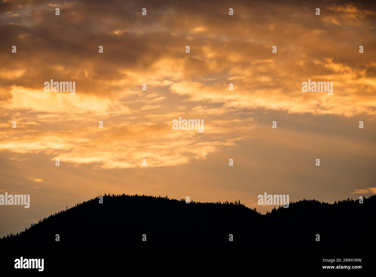 Clouds glowing golden at sunset while Canoeing in the Adirondack