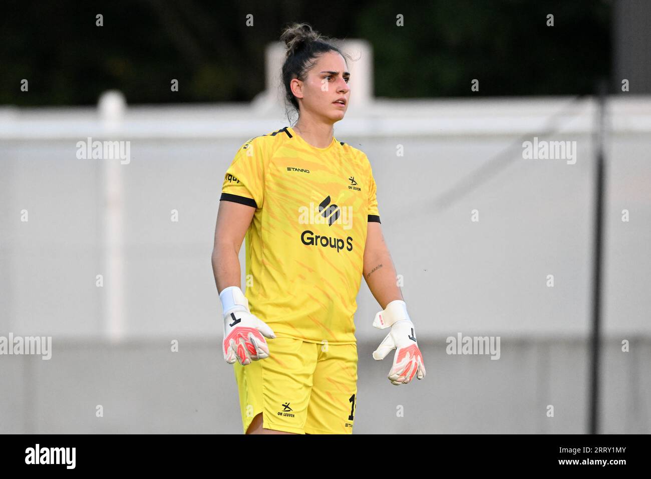 Oud Heverlee, Belgium. 09th Sep, 2023. goalkeeper Noelia Gil Perez(13) of  OHL pictured during a female soccer game between Oud Heverlee Leuven and AA  Gent Ladies on the third matchday of the