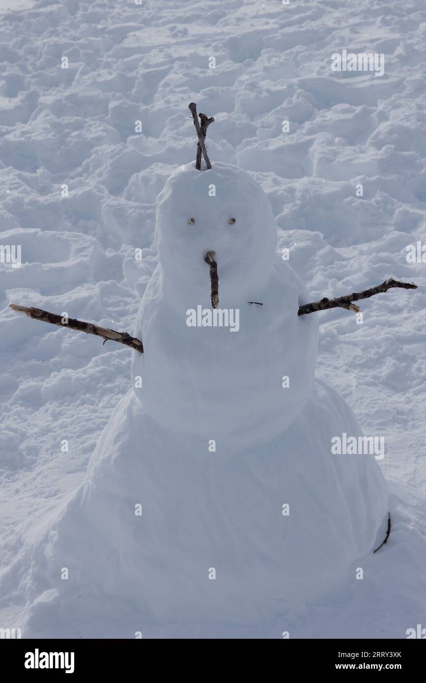 Fun Snowman in Tromso Norway Stock Photo