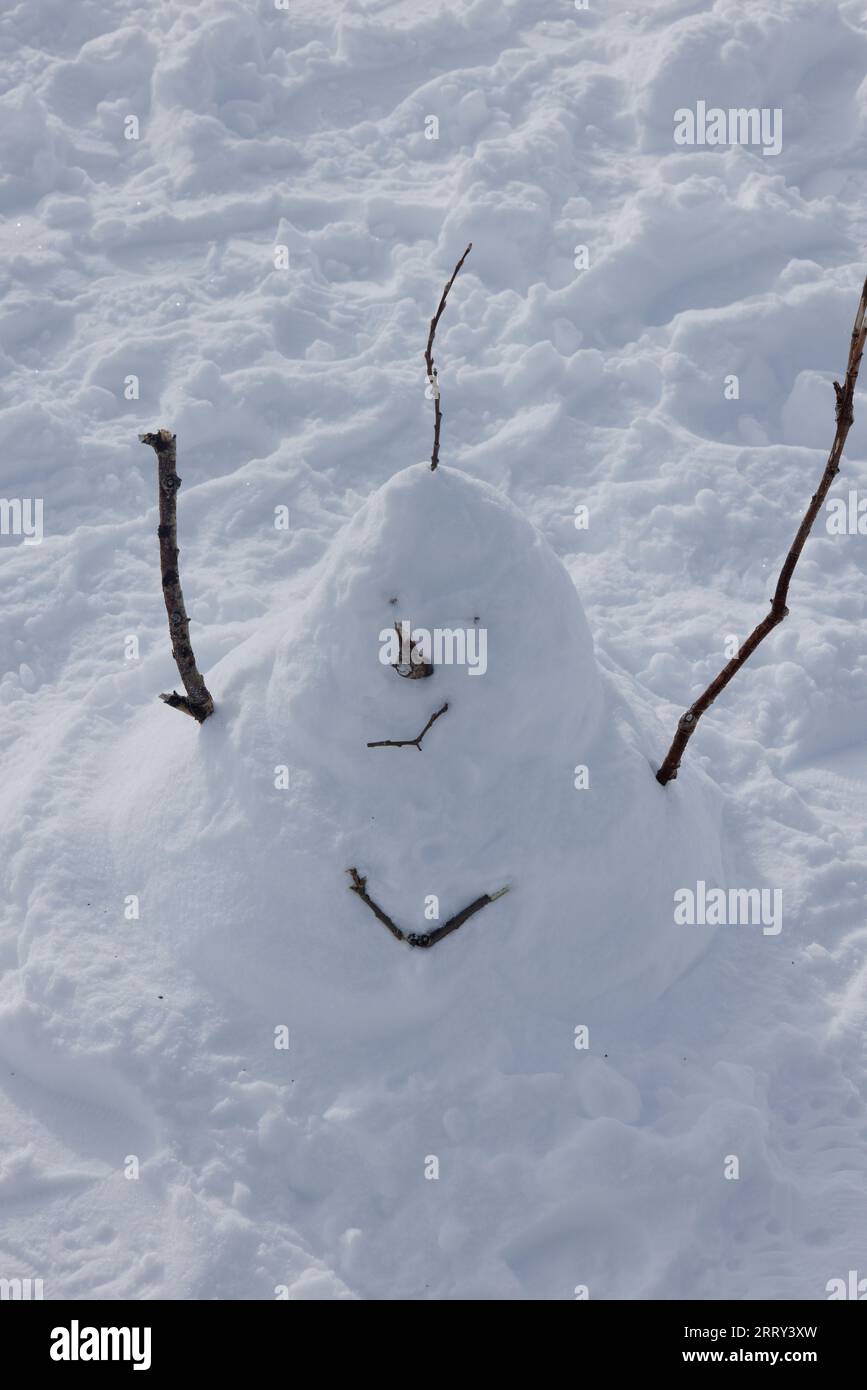 Fun Snowman in Tromso Norway Stock Photo