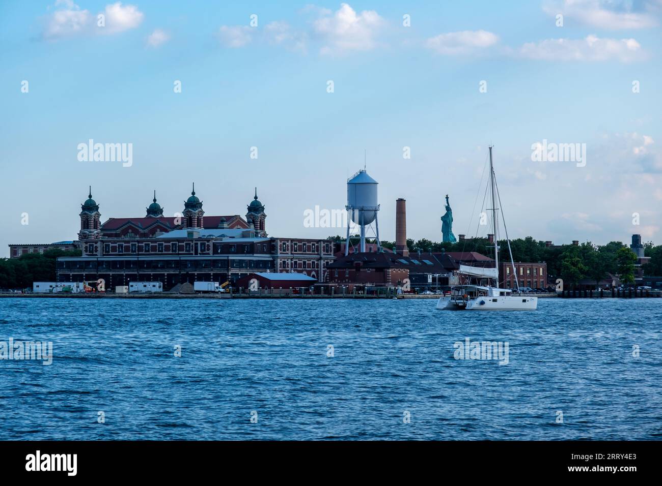 view on Ellis Island and Statue of Liberty from Liberty State Park