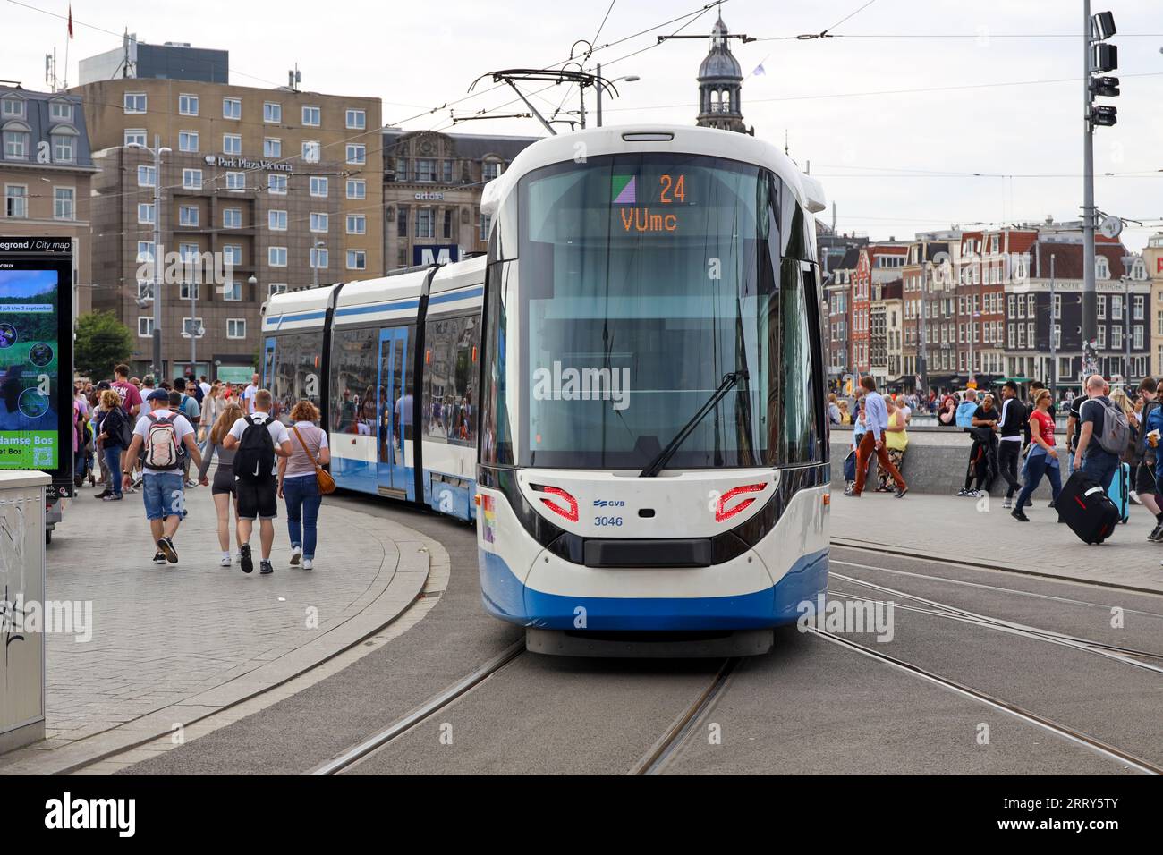 15G-tram from GVb build by CAF type Urbos in the streets of Amsterdam in the Netherlands Stock Photo