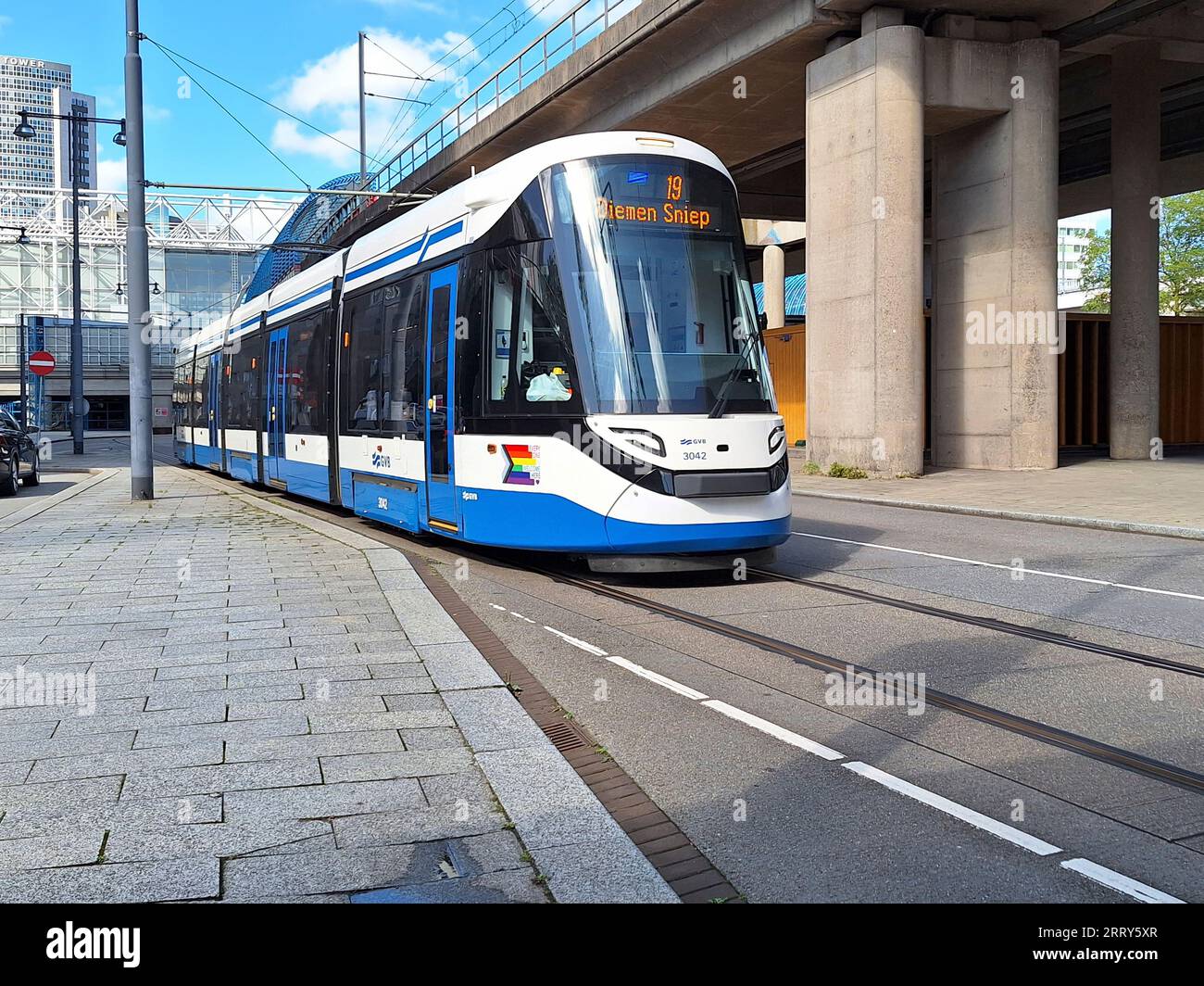 15G-tram from GVb build by CAF type Urbos in the Streets of Amsterdam the Netherlands Stock Photo