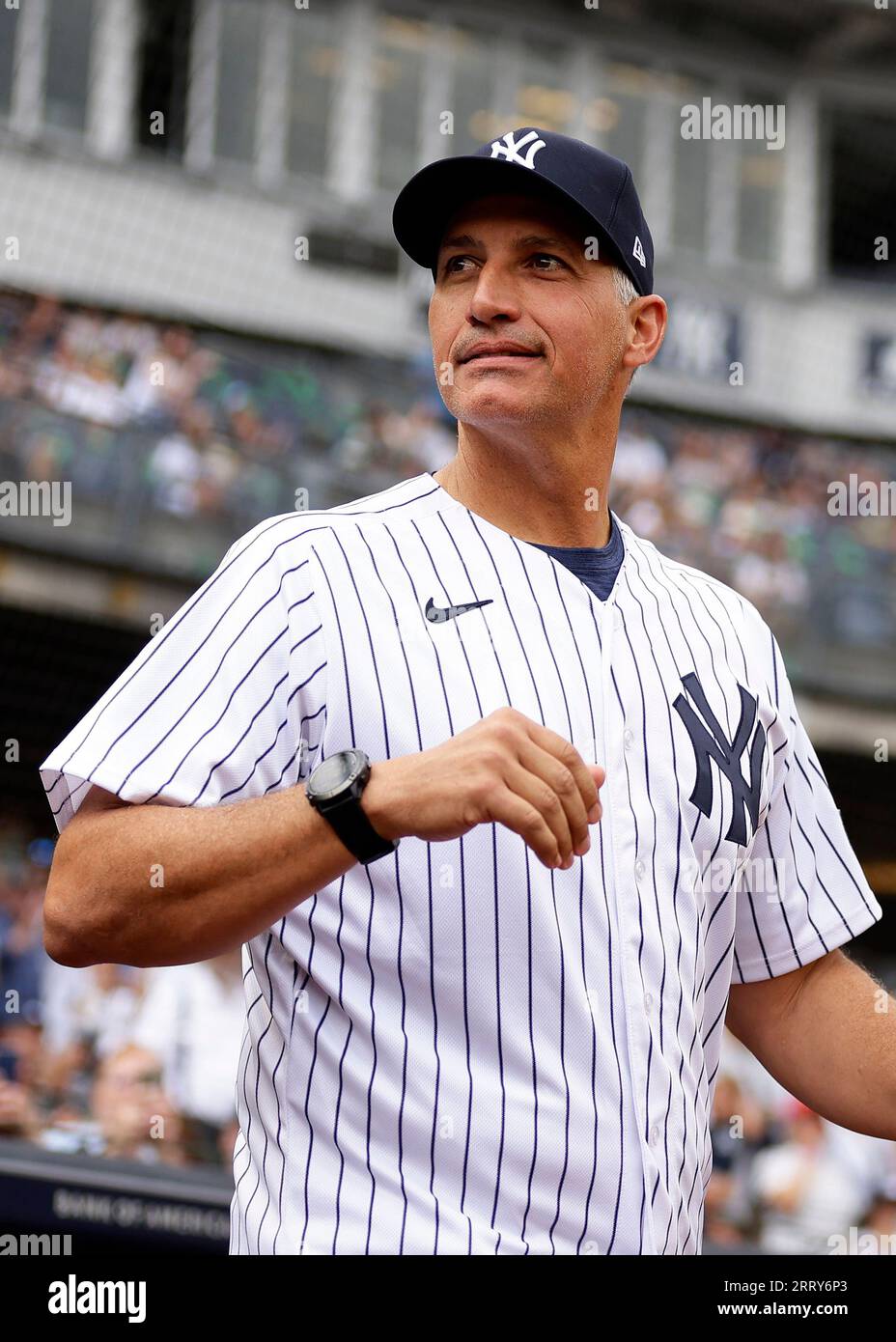 Former New York Yankees' Andy Pettitte is seen during Yankees Old-Timers'  Day ceremony before a baseball game against the Milwaukee Brewers on  Saturday, Sept. 9, 2023, in New York. (AP Photo/Adam Hunger