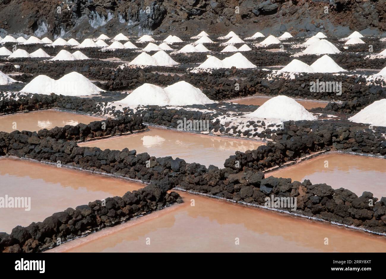 Salinas de Fuencaliente, salt evaporation ponds at La Palma, Canary Islands (Spain) Stock Photo