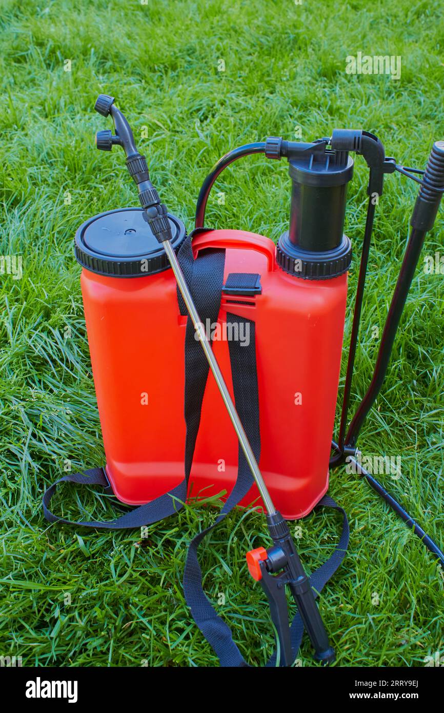 sprayer for spraying against pests in the spring Stock Photo