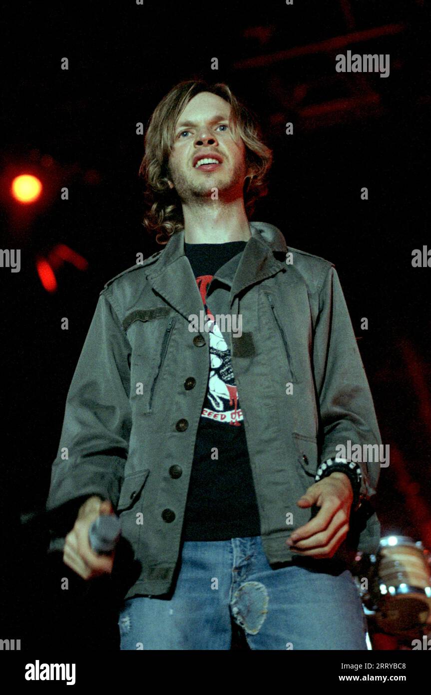 Milan Italy 2000-07-25 : Beck , singer and guitarist in concert at the Idroscalo Stock Photo