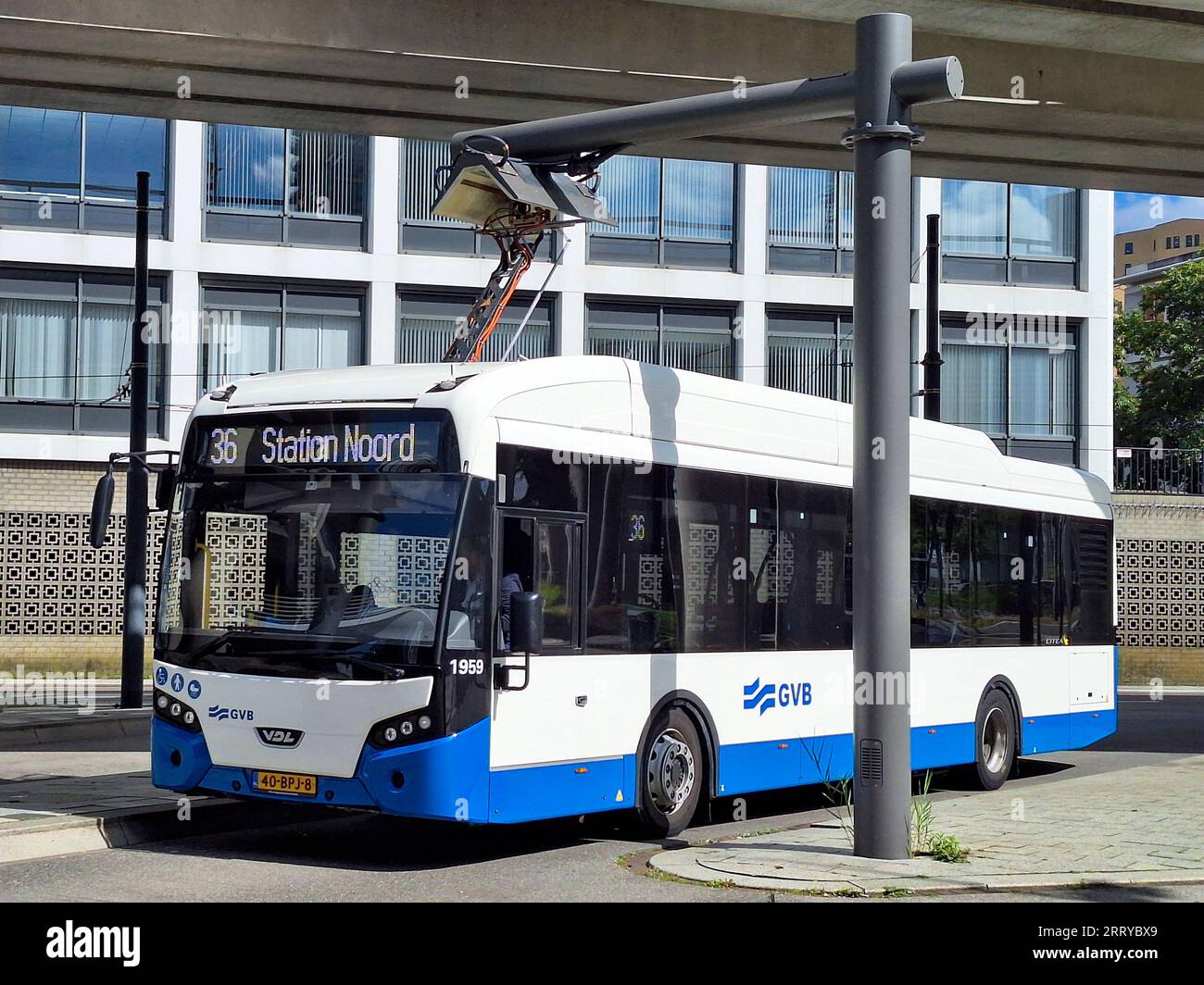 VDL Citea SLF-120 Electric city bus by GVB in Amsterdam City in the Netherlands Stock Photo