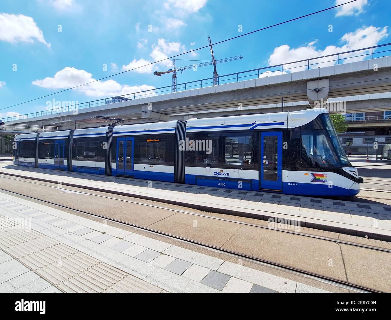 15G-tram from GVb build by CAF type Urbos in the Streets of Amsterdam the Netherlands Stock Photo